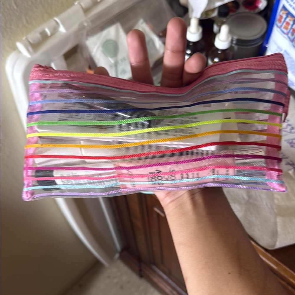 Colorful Striped Clear Pouch